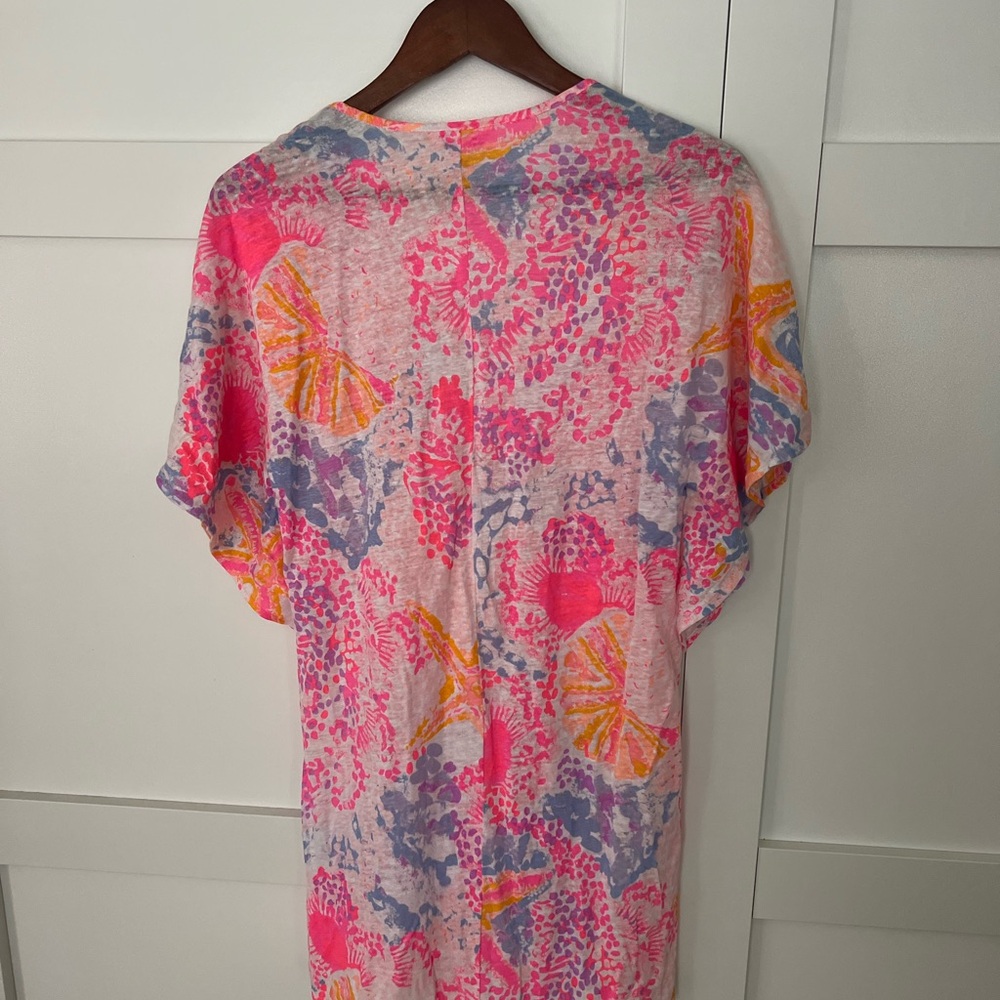 Lilly Pulitzer Balleta Linen Coverup Bohemian Beach Batwing Starfish Size XS - Picture 2 of 9